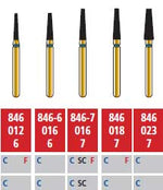 Alpen FG #846-6.016 Coarse Grit, Flat End Taper Diamond Bur. Package of 5 Burs | SurgiMac Dental Supply