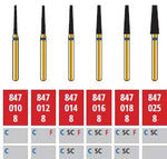 Alpen FG #847.014 Fine Grit, Flat End Taper Diamond Bur. Package of 5 Burs | SurgiMac Dental Supply