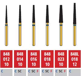 Alpen FG #848.014 Coarse Grit, Flat End Taper Diamond Bur. Package of 5 Burs | SurgiMac Dental Supply