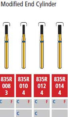 Alpen FG #835R.010 Coarse Grit, Modified Shoulder Cylinder Diamond Bur. Package | SurgiMac Dental Supply