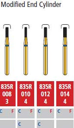 Alpen FG #835R.010 Coarse Grit, Modified Shoulder Cylinder Diamond Bur. Package | SurgiMac Dental Supply