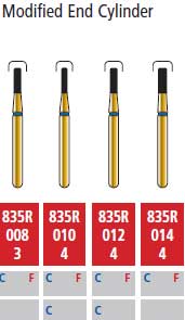 Alpen FG #835R.010 Coarse Grit, Modified Shoulder Cylinder Diamond Bur. Package | SurgiMac Dental Supply
