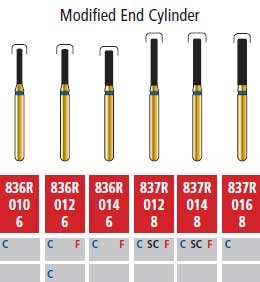 Alpen FG #836R.014 Fine Grit, Modified End Cylinder Diamond, Package of 5 Burs | SurgiMac Dental Supply