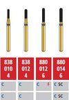 Alpen FG #880.012 Coarse Grit, Round End Cylinder Diamond Bur. Package of 5 Burs
