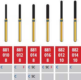 Alpen FG #881.012 Coarse Grit, Round End Cylinder Diamond Bur. Package of 5 Burs | SurgiMac Dental Supply