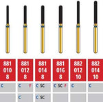Alpen FG #882.014 Coarse Grit, Round End Cylinder Diamond Bur. Package of 5 Burs | SurgiMac Dental Supply