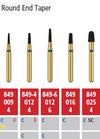 Alpen FG #849-6.012 Coarse Grit, Round End Taper Diamond Bur. Package of 5 Burs