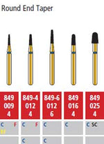 Alpen FG #849.025 Super Coarse Grit, Round End Taper Diamond Bur. Package of 5 | SurgiMac Dental Supply