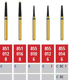 Alpen FG #851.012 Coarse Grit, Round End Taper Diamond Bur. Package of 5 Burs | SurgiMac Dental Supply