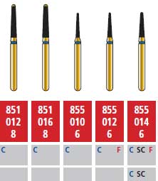 Alpen FG #851.012 Coarse Grit, Round End Taper Diamond Bur. Package of 5 Burs | SurgiMac Dental Supply