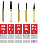 Alpen FG #851.012 Coarse Grit, Round End Taper Diamond Bur. Package of 5 Burs | SurgiMac Dental Supply