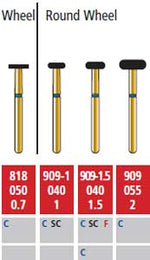 Alpen FG #909-1.5.040 Coarse Grit, Wheel Shaped Diamond Bur. Package of 5 Burs | SurgiMac Dental Supply