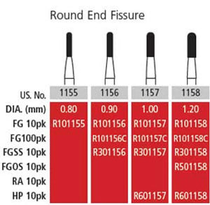 Alpen FG #1156 Round End Fissure Carbide Bur, Package of 10 | SurgiMac Dental Supply