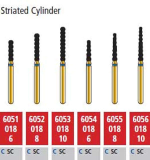 Alpen FG #6051.018 SuperCoarse Grit, Striated Cylinder Diamond Bur. Package | SurgiMac Dental Supply