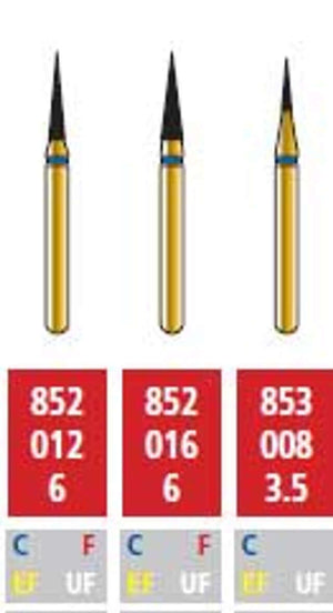 Alpen FG #852.016 Coarse Grit, Flame Shaped Diamond Bur. Package of 5 Burs | SurgiMac Dental Supply