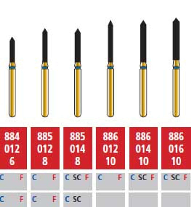 Alpen FG #877.012 Coarse Grit, Beveled Cylinder Diamond Bur. Package of 5 Burs | SurgiMac Dental Supply
