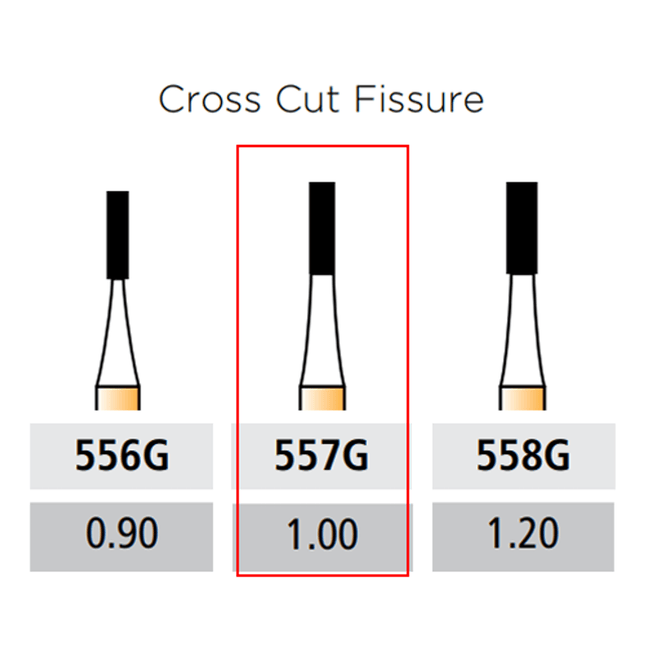 Alpen/Speedster FG #556G Straight Cross Cut Fissure Carbide Bur, Package of 10 | SurgiMac Dental Supply