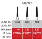 Alpen FG #7205 - 12 Flute Tapered Trimming and Finishing Carbide Bur, Package | SurgiMac Dental Supply