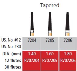 Alpen FG #7205 - 12 Flute Tapered Trimming and Finishing Carbide Bur, Package | SurgiMac Dental Supply