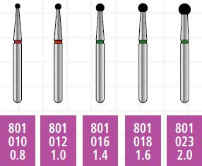 Alpen x1 FG #801.018 Medium Grit, Ball Shaped, Single Use Diamond Bur. Package | SurgiMac Dental Supply