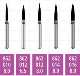 Alpen x1 FG #862.012 SS (Short Shank) Coarse Grit, Flame Shaped, Single Use | SurgiMac Dental Supply