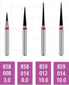 Alpen x1 FG #858.008 Fine Grit, Pointed Cone Shaped, Single Use Diamond Bur