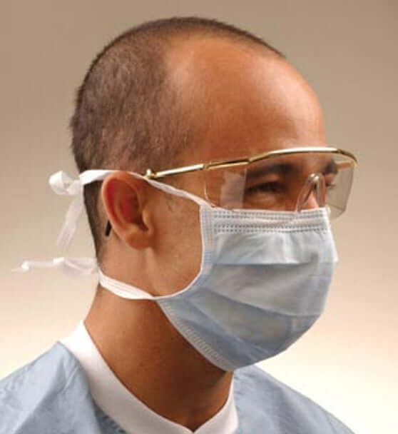 ASTM Level 2 Mask, Blue, Latex Free (LF), 100/bx, 5 bx/cs GCPBL100