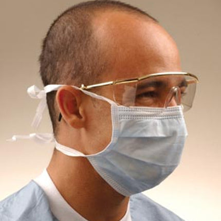 ASTM Level 2 Mask with Tie on Laces, Latex Free (LF), Blue, 50/bx, 6 bx/cs