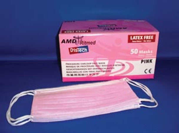 Medicom | Procedure Earloop Face Mask, Pink, Level 3, 50/bx, 10bx/cs | 205616