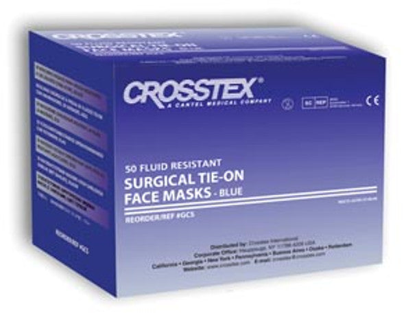 Crosstex | Mask, Tie-On Laces, Latex Free (LF), Blue, 50/bx, 6 bx/cs | GCSA