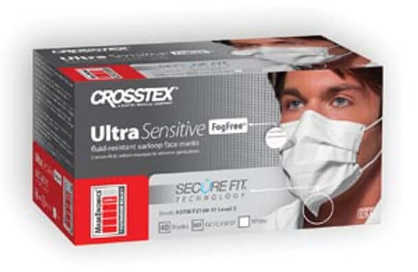 Ultra Sensitive FogFree Earloop Face Masks w/Secure Fit Mask Technology, White, 40/bx GCFCXSFSF-Bx