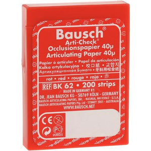 Bausch Arti-Check Micro-Thin .0016" (40 microns) RED Articulating Paper, 200