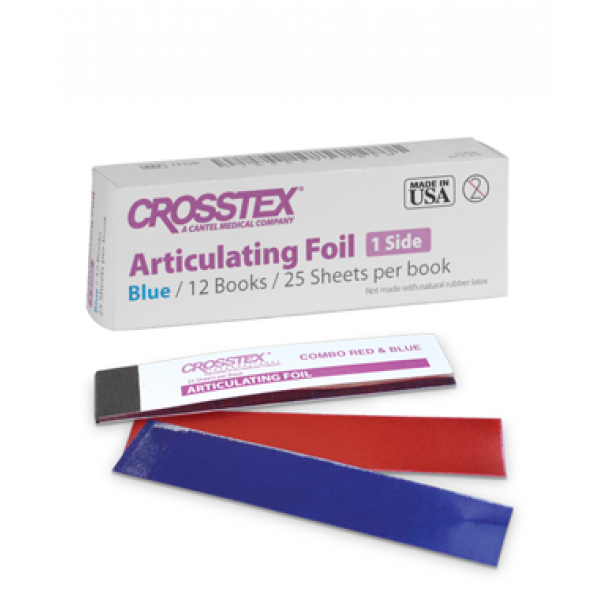 Crosstex | Articulating Foil, Blue 1 side, 0.0005"/12 micrometers, 25 sheets/bk, 12 bk/bx | TFOB