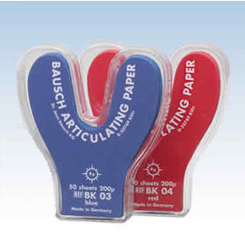 Bausch .008" (200 microns) BLUE Horseshoe shaped Articulating Paper, 50 Sheets