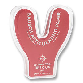 Bausch .008" (200 microns) RED Horseshoe shaped Articulating Paper, 50 Sheets