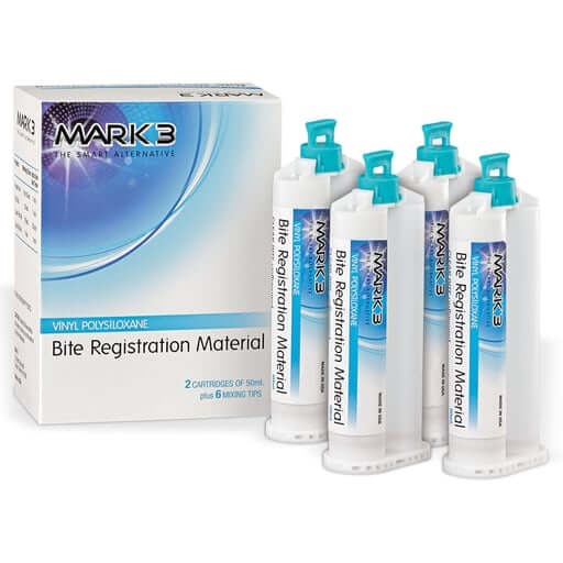 MARK3 Bite Registration Fast Set, Vinyl Polysiloxane Material, 4 x 50ml Cartridges | SurgiMac Dental Supply