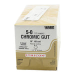 Absorbable Suture with Needle Chromic Gut P-2 1/2 Circle Reverse Cutting Needle Size 5 - 0 | SurgiMac Dental Supply