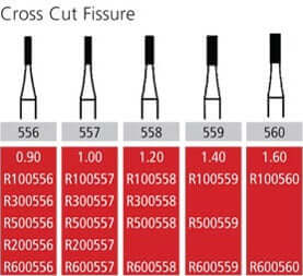 Alpen FG #560 straight fissure crosscut Carbide Bur, Package of 10 | SurgiMac Dental Supply