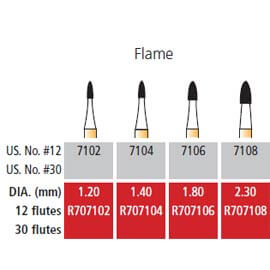 Alpen FG #7102 - 12 Flute Flame Shaped Trimming and Finishing Carbide Bur | SurgiMac Dental Supply