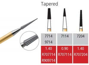 Alpen FG #7114 Tapered Trimming and Finishing Carbide Bur, Package of 5 | SurgiMac Dental Supply