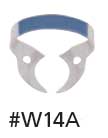 Hygenic Fiesta Color Coded Clamps. #14A (dark blue) wingless metal dam clamp | SurgiMac Dental Supply