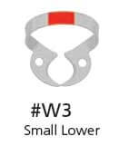 Hygenic Fiesta Color Coded Clamps. #W3 (orange) wingless metal dam clamp. Flat | SurgiMac Dental Supply
