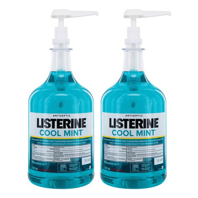 J & J Sales | Cool Mint Listerine Mouthwash - 1 Gallon Bottles and Pump | 42750