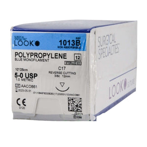 Nonabsorbable Suture with Needle LOOK Polypropylene C17 3/8 Circle Reverse Cutting Needle Size 5 - 0 Monofilament 1013B