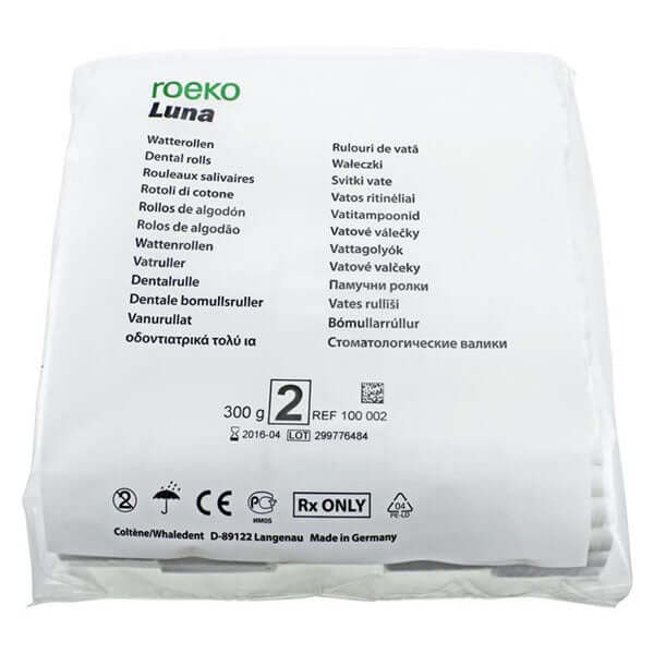 Roeko Luna Cotton Rolls, Size #2, 300 gm | SurgiMac Dental Supply