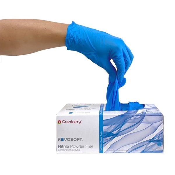 Revosoft Nitrile Exam Gloves, Powder Free, Large, Dark Blue, 300/Box,