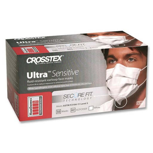 Ultra Sensitive Earloop Mask w/Secure Fit Mask Technology, White, 50/bx GCFCXSSF-BX