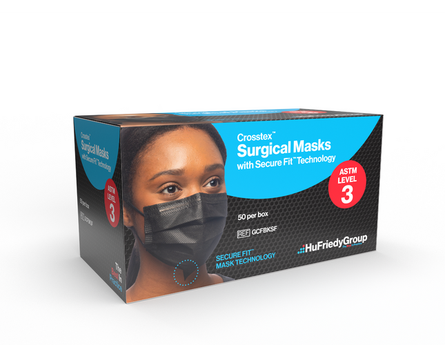 Crosstex | Mask, Surgical with Secure Fit Technology, Black, Level 3, 50/bx 10bx/ctn | GCFBKSF