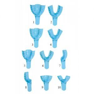 Defend #3 Medium Upper Perforated Plastic Impression Trays, Blue. Bag of 12