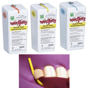 Wedjets Dental Dam Stabilizing Cord - Latex, Large, Orange. Dispenser of 7 feet | SurgiMac Dental Supply